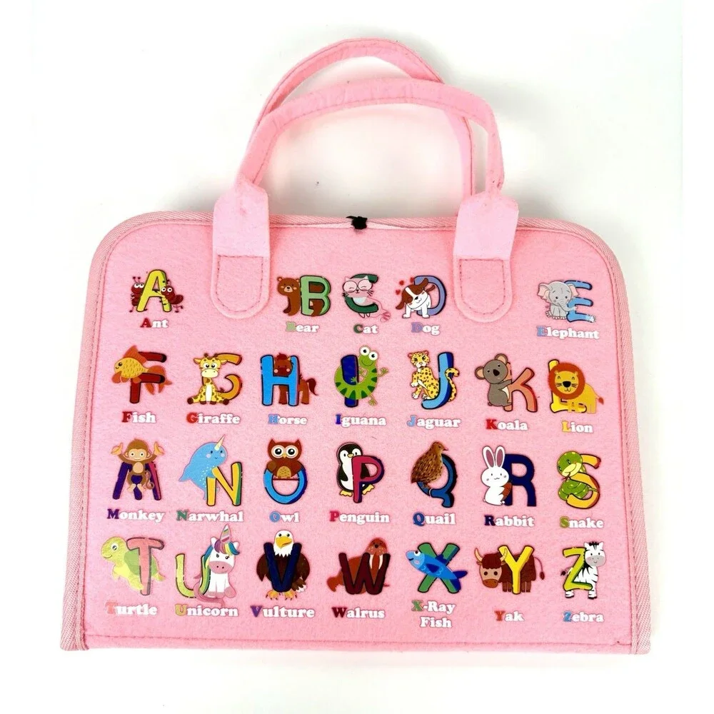 Montessori Style Fine Motor Skills Busy Book. Pink Felt Activity Binder. EUC